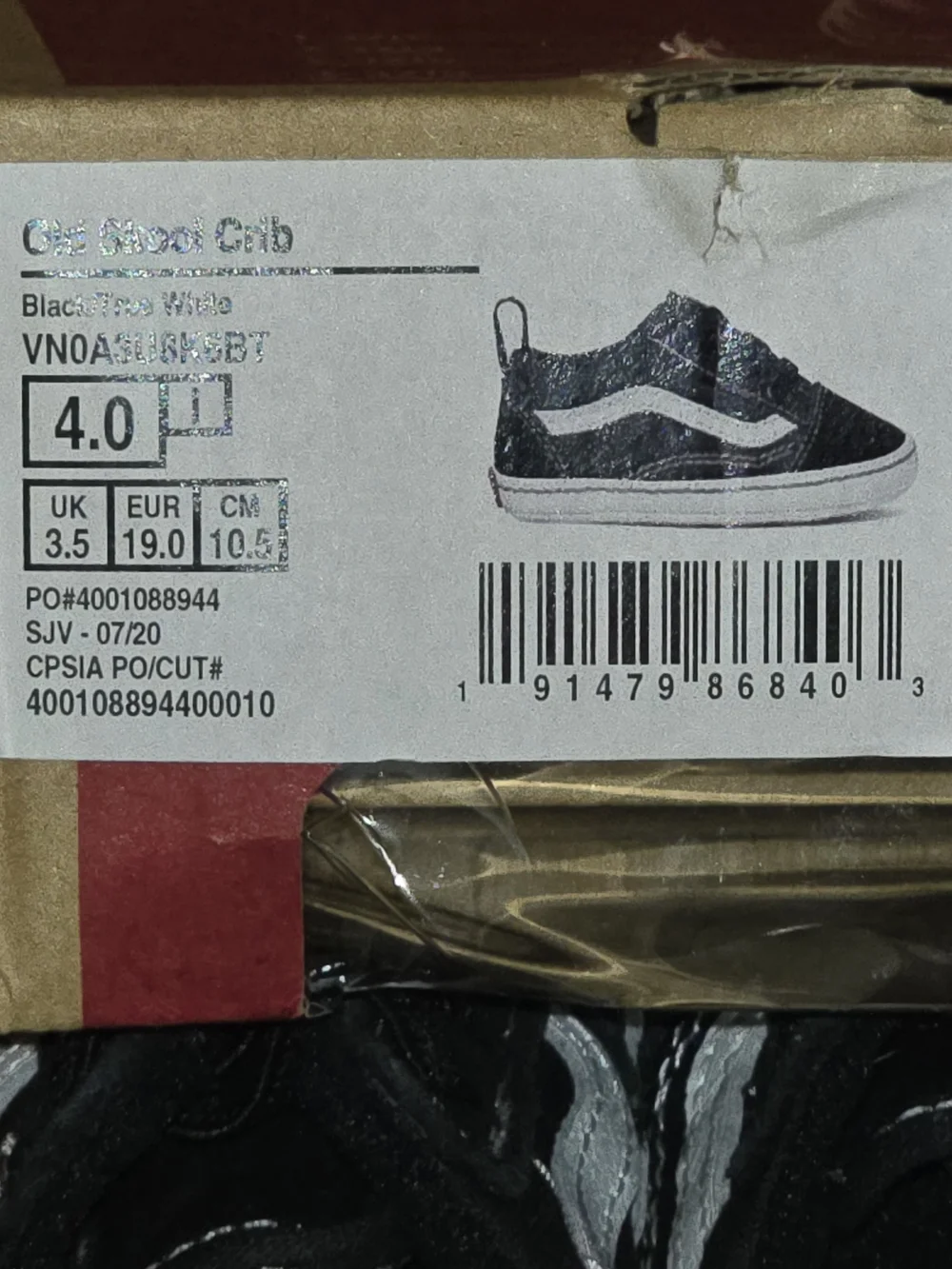 VANS Old Skool Crib Infant Shoes Black & White Size 4 (6–9 Months)